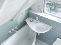 Ravak Avocado aszimmetrikus öntött márvány fali mosdó, túlfolyóval, jobbos vagy balos kivitelben 85x