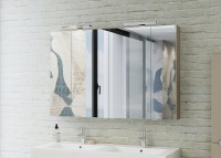 Tboss Mirror Box Recta 120x80 cm tükrös felső szekrény, 4 ajtós, 30 cm LED világítással