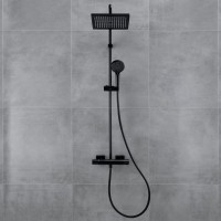 Hansgrohe Vernis Shape Showerpipe 230 1 jet zuhanyrendszer, termosztátos csapteleppel, matt fekete