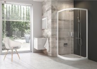 Ravak Blix BLCP4 íves 80x80 cm tolóajtós zuhanykabin, fehér kerettel, átlátszó üveggel