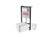 Alca falsík alatti WC tartály + Thin fehér nyomólap + Invena Malaga perem nélküli fali WC + Soft clo