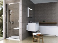 Ravak Pivot PDOP1 80 cm zuhanyajtó nyílóajtóval, szatén (matt króm) kerettel, átlátszó üveggel