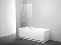 Ravak PVS1-80 fix, keret nélküli kádparaván, szatén profil + átlátszó üveg