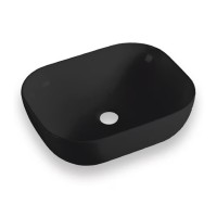 Coycama Uno matt fekete, pultra tehető, kerámia mosdó 50x40 cm