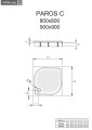 Radaway Paros C műmárvány, szögletes zuhanytálca 80x80 cm, lábbal és szifonnal együtt