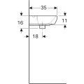 Geberit Selnova Square 45 cm kézmosó, csaplyuk középen, túlfolyóval