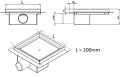 Roltechnik Szögletes burkolható rozsdamentes 20x20 cm padlóösszefolyó RRF-S