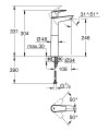 Grohe BauEdge 2023 magas mosdócsaptelep XL méret, leeresztő nélkül 23761001