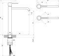 Ravak Espirit XL magas mosdócsaptelep, leeresztő nélkül, Graphite Brushed ES 015.20GB