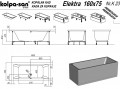 Kolpa San Elektra 160x75 egyenes Akril kád