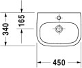 Duravit D-Code fali kézmosó 45 cm