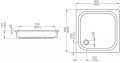Roltechnik Cola 900, 90x90x17 cm négyszögletes, beépíthető, mélyített akril zuhanytálca