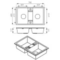 Ferro Mezzo II 2 medencés, dupla gránit mosogató, 3 színben választható