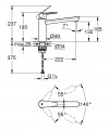 Grohe BauEdge álló mosogató csaptelep, elforgatható, alacsony kifolyóval 31693000