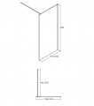 Besco Toca Walk-in zuhanyfal fekete profillal, 120x190 cm